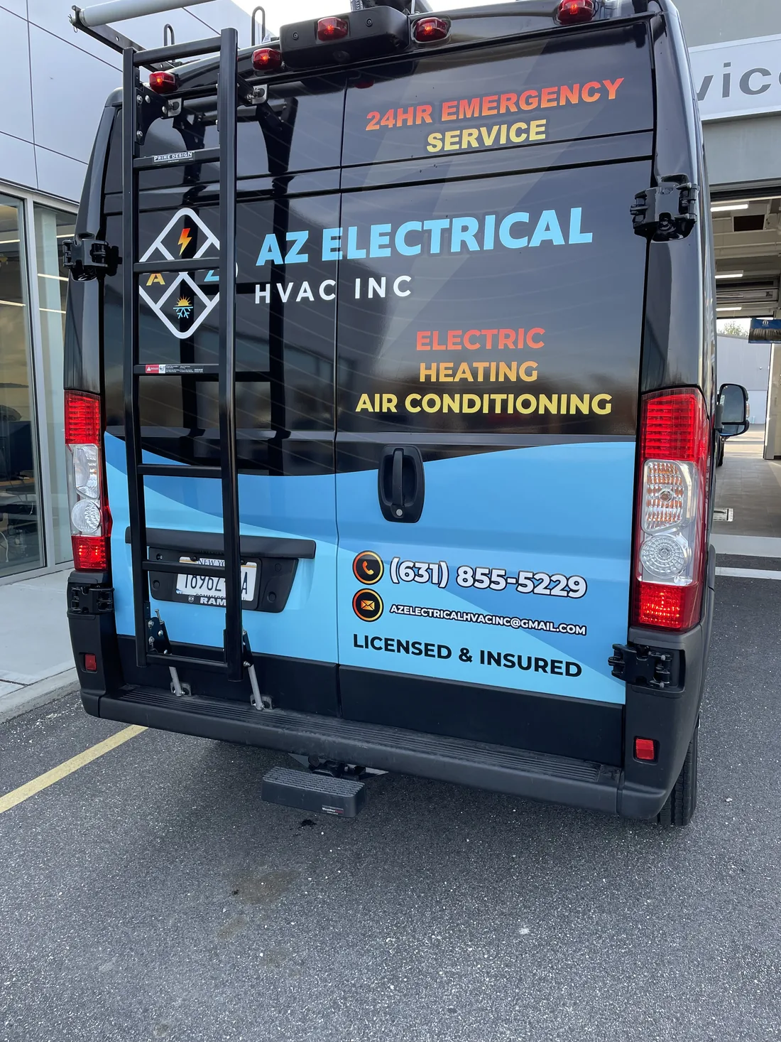 AZ Electrical HVAC service van — rear view